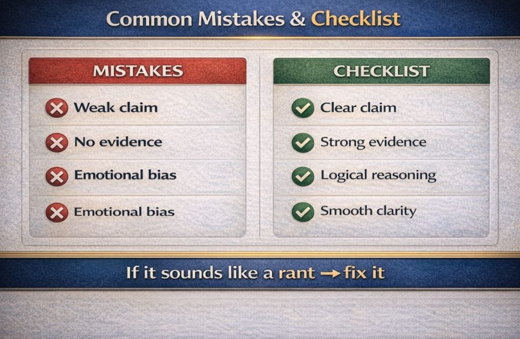 Common Mistakes to Avoid While Writing Argumentative Paragraph and checklist