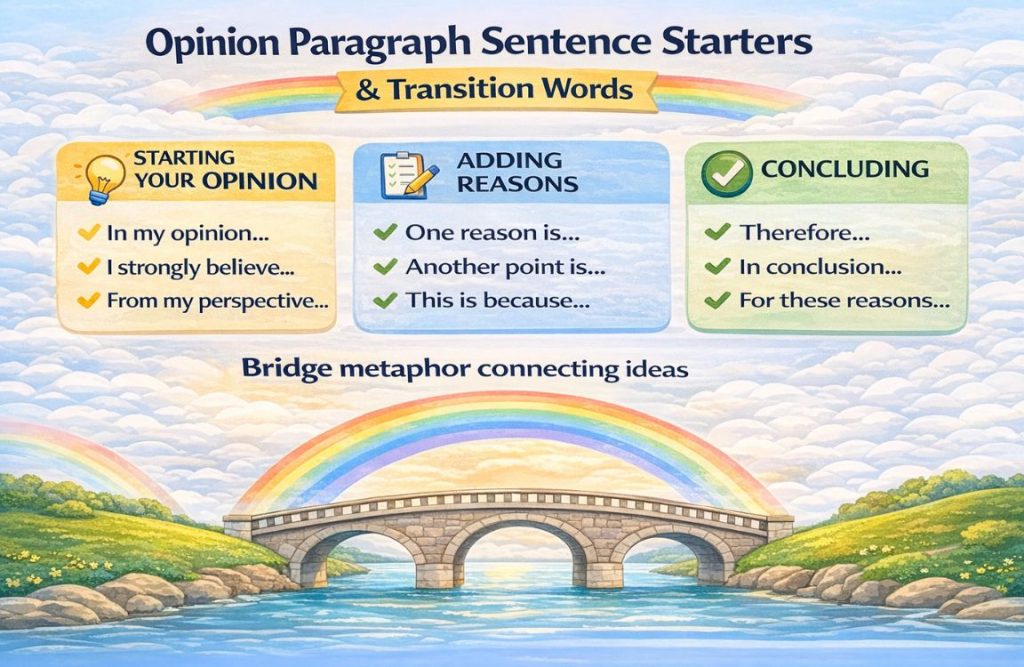 Opinion Paragraph Sentence Starters and Transition Words 